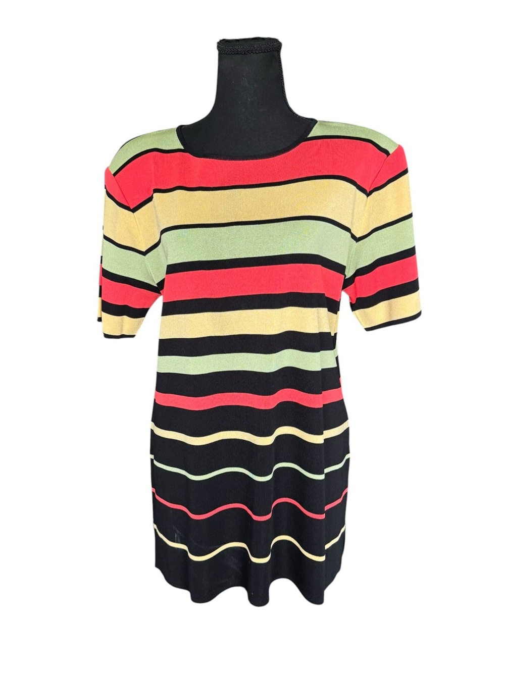 Misook Colorblock Striped Knit Tunic Sweater Top XL Quiet Luxury Coastal